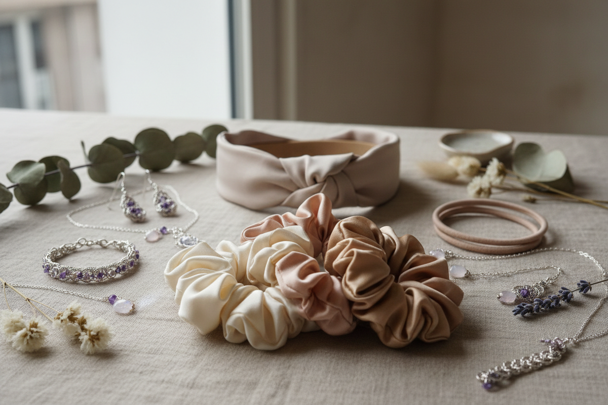Копринени скрънчита и бижута от естествени камъни — DIIONA Fashion